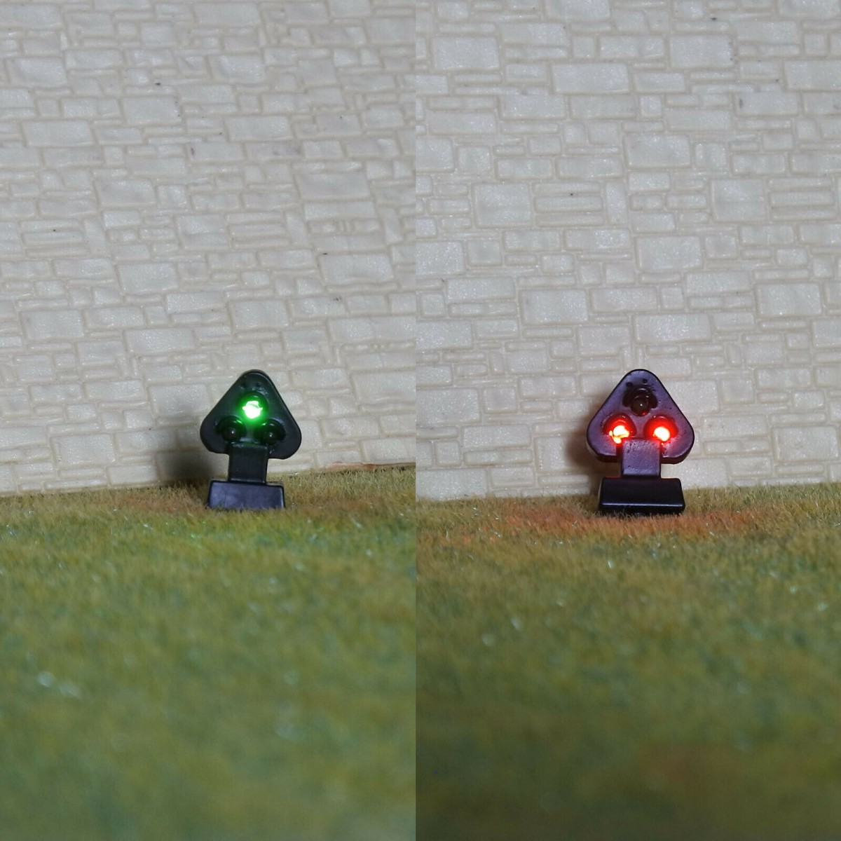 1 x HO / OO scale European block dwarf signals LEDs made top green bottom reds